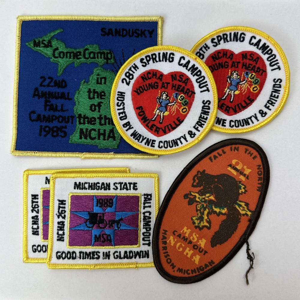 Vintage 1980s Patchs MSA NHCA Michigan Harrison Fowlerville Gladwin Sandusky